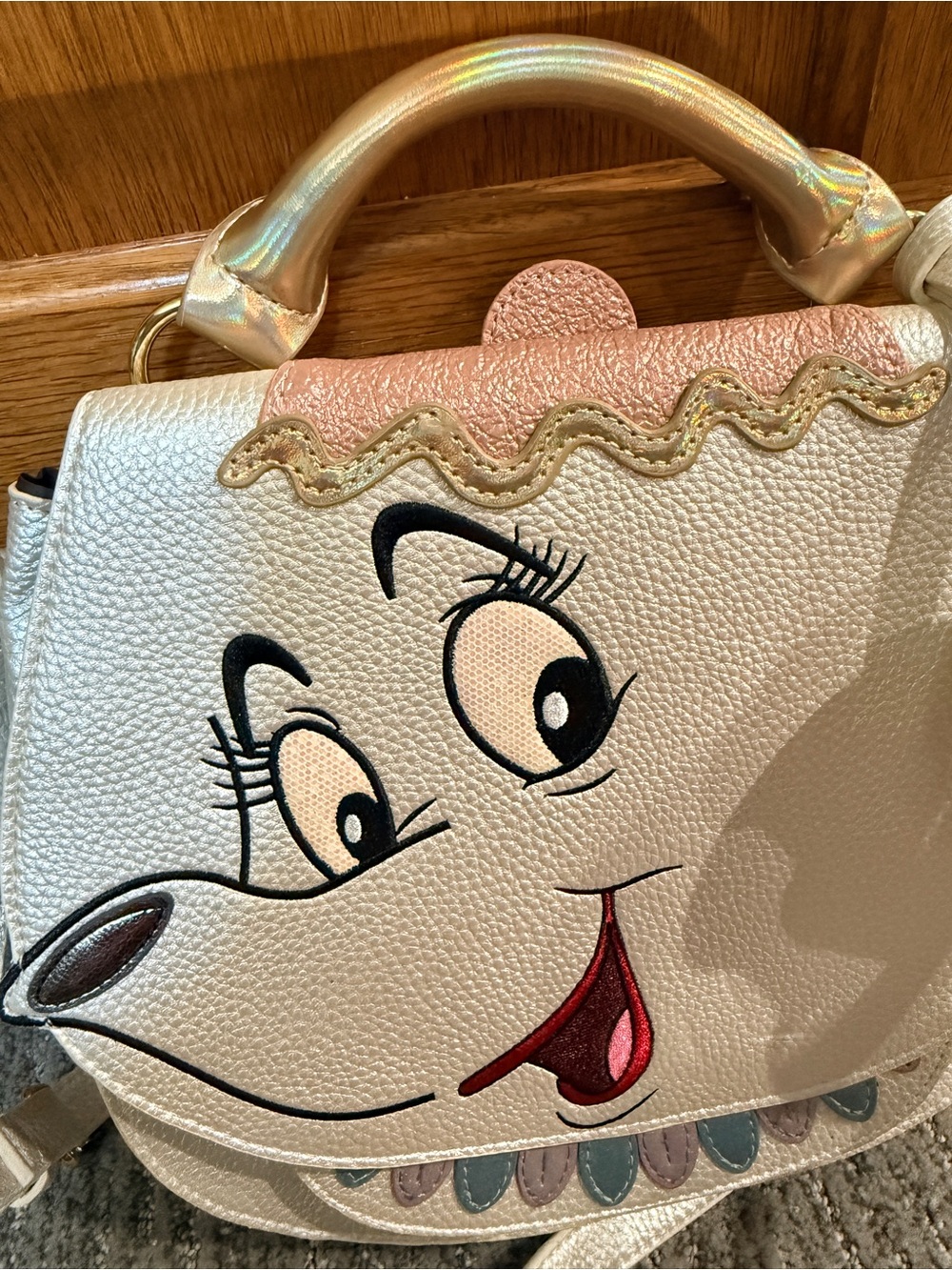 Mrs Potts Novelty Teacup Face Crossbody Bag by Danielle Nicole - Picture 2 of 7